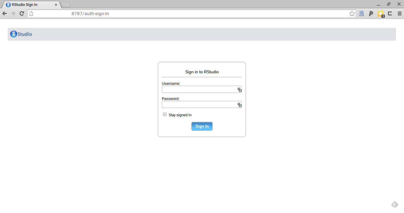 A freshly-installed RStudio Server